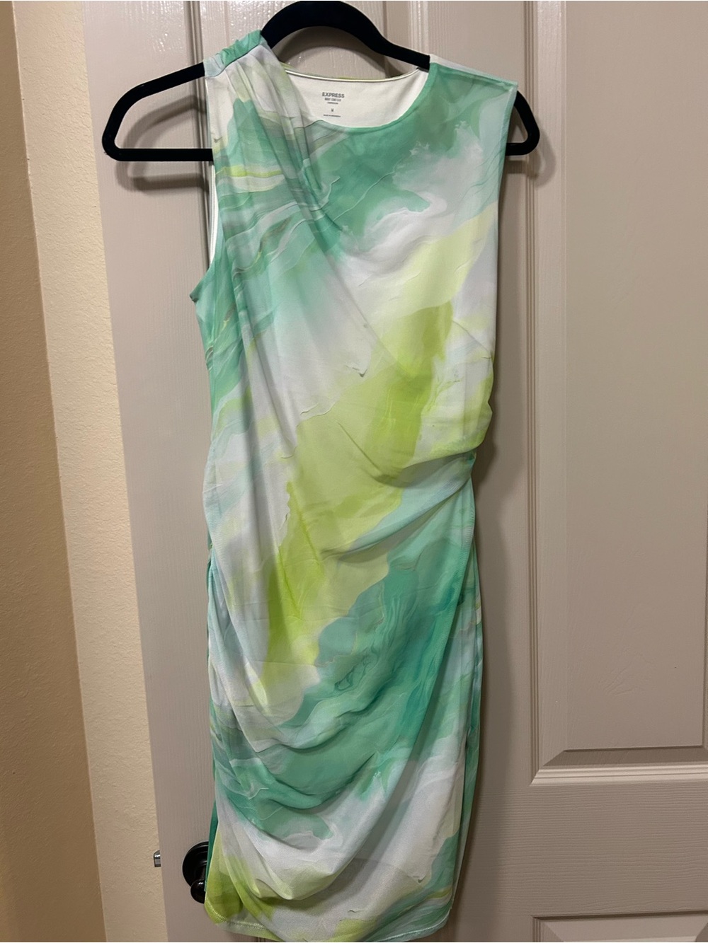 Express Watercolor Sheath Dress in Mint & Lime